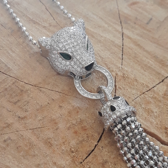 14K White Gold Coating Panther Necklace Set *101 - Picture 4 of 12